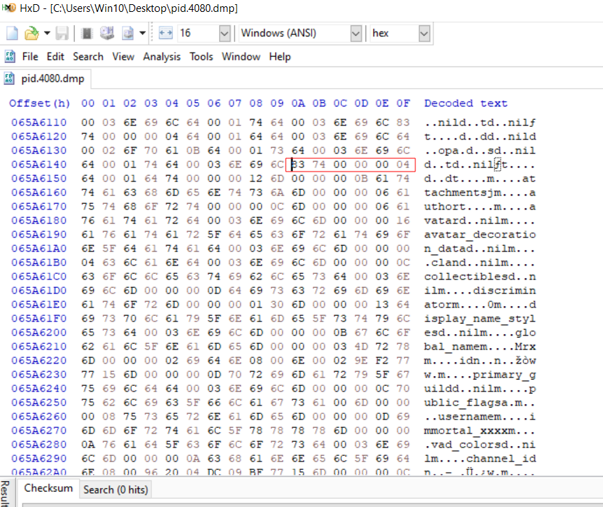 A complete Discord Gateway ETF event in the renderer dump